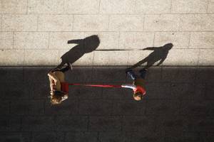 Mother and child walking